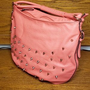 Pink Studded Purse / Pocketbook, Faux Leather